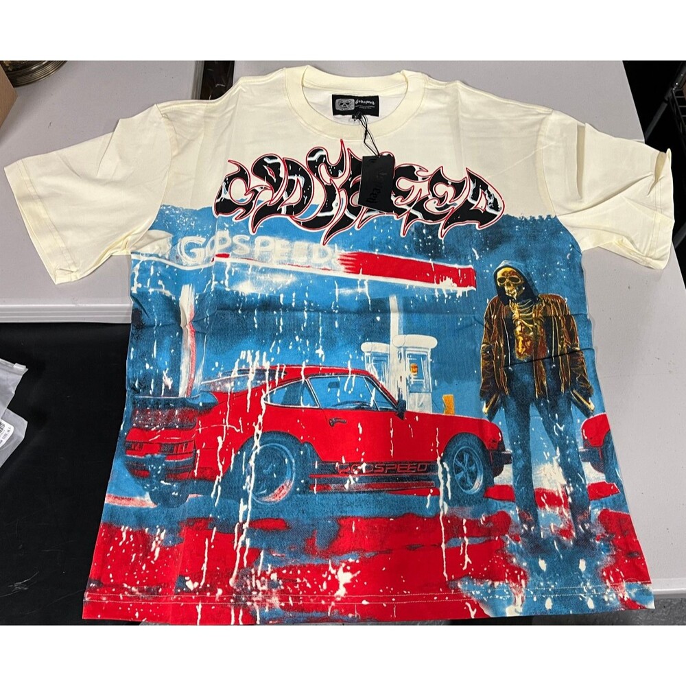 Godspeed “Out of Many One” Cream T-Shirt Size L NWT Graphic Tee Streetwear